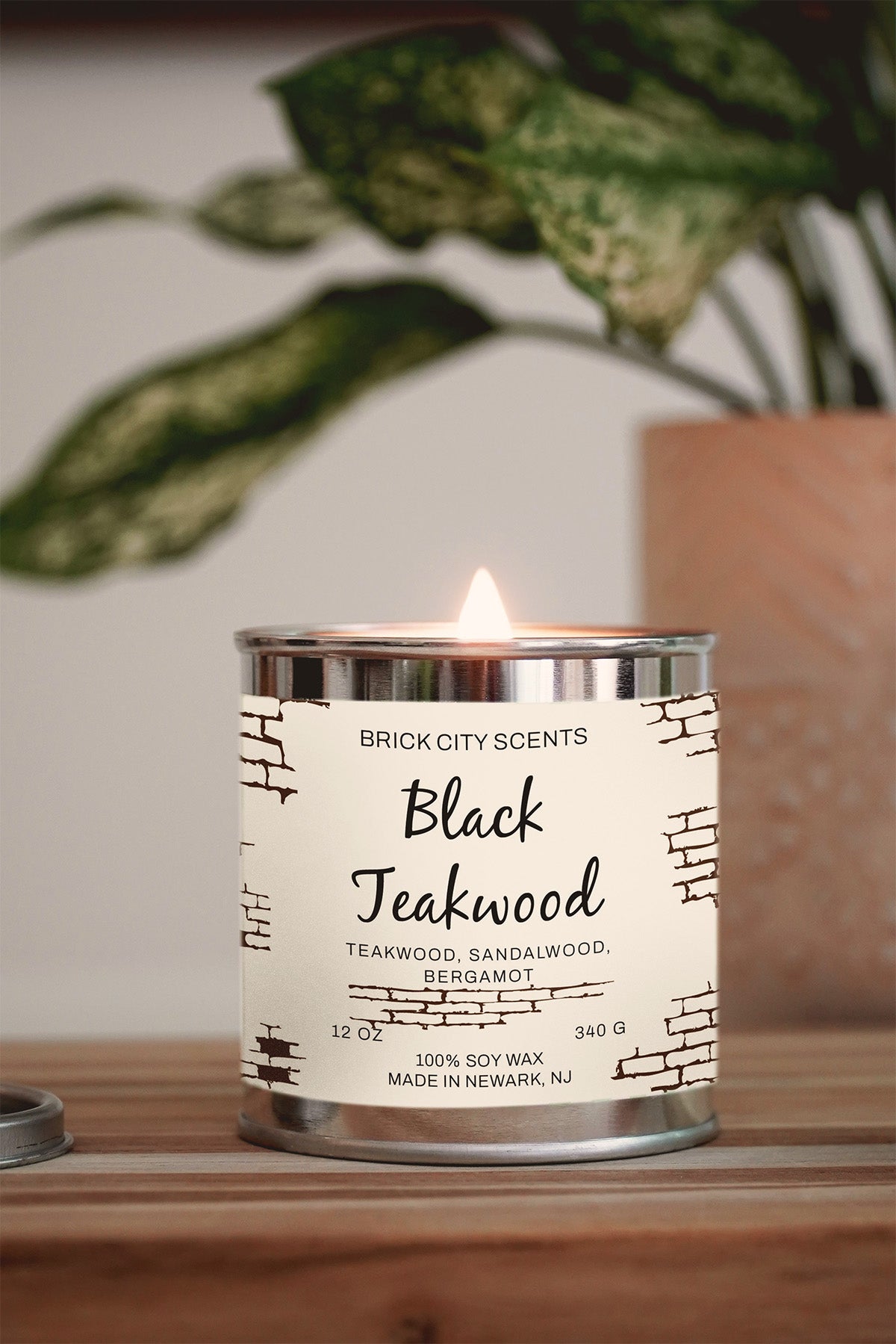 Black Teakwood: 12oz Wooden Wick Candle