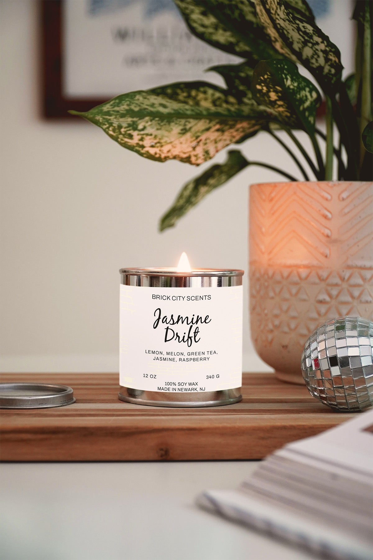 Jasmine Drift: 12oz Wooden Wick Candle