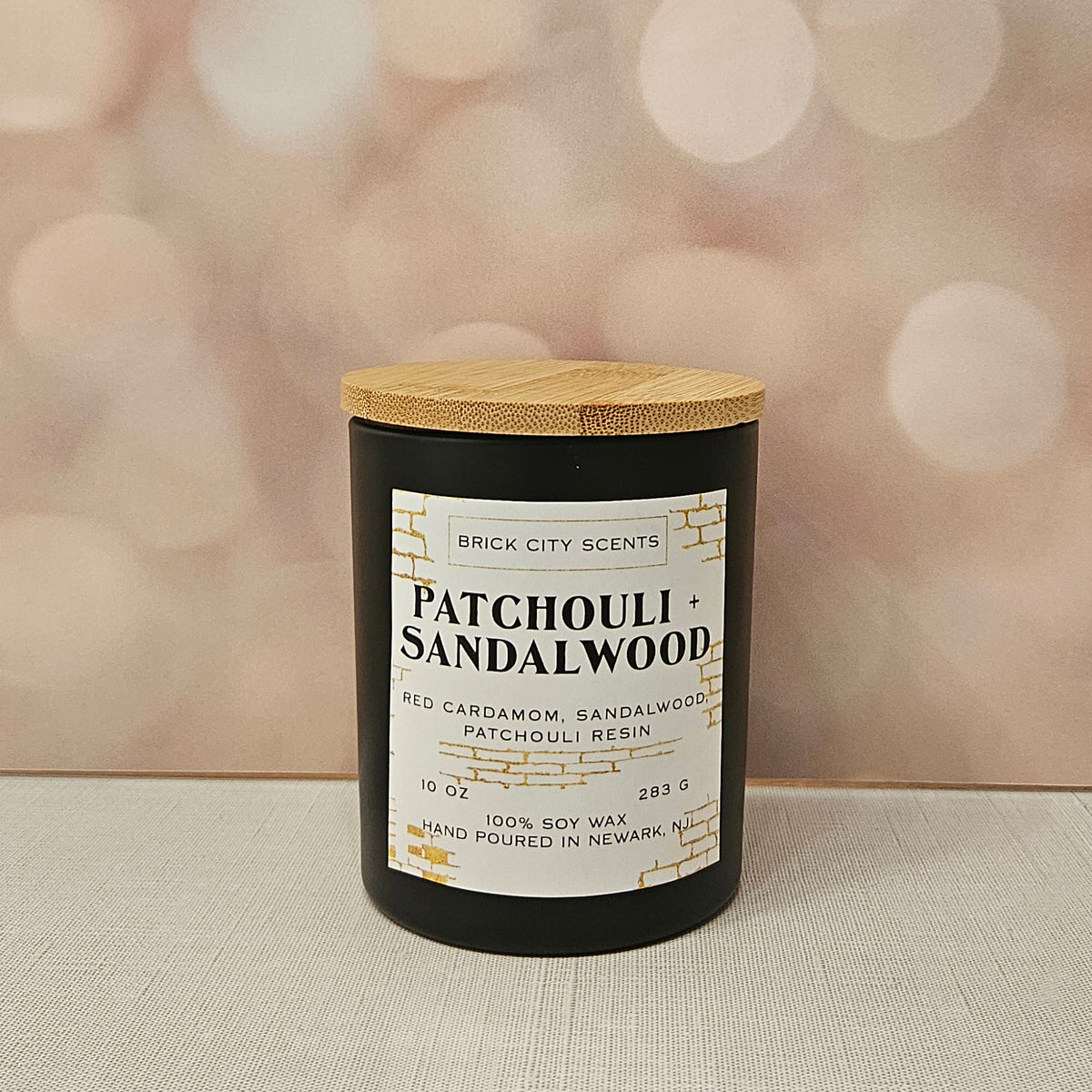 Patchouli + Sandalwood: 10oz Wooden Wick Candle