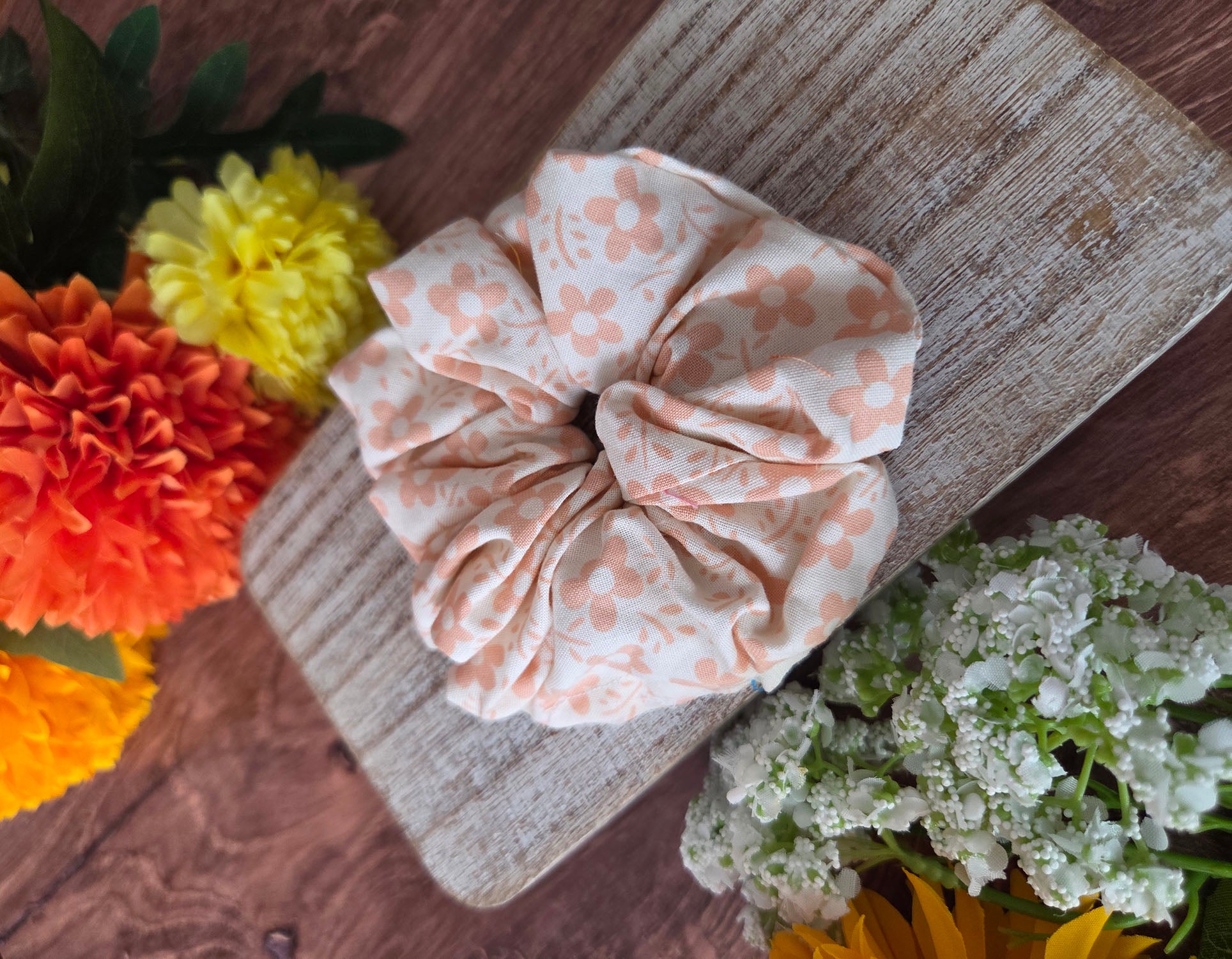 Buttercream blossom hair scrunchie