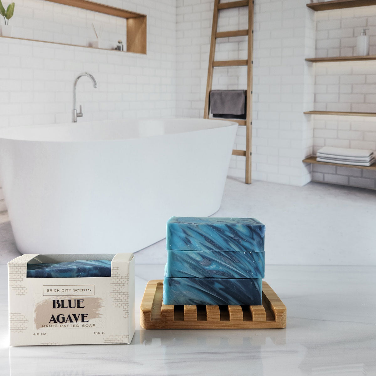 Blue agave body soap with recyclable packaging