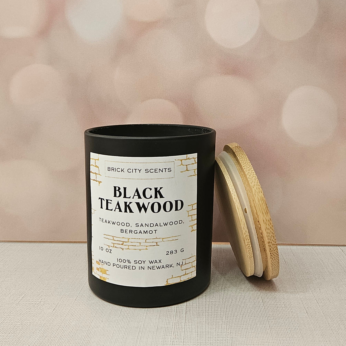 Black Teakwood: 10oz Wooden Wick Candle