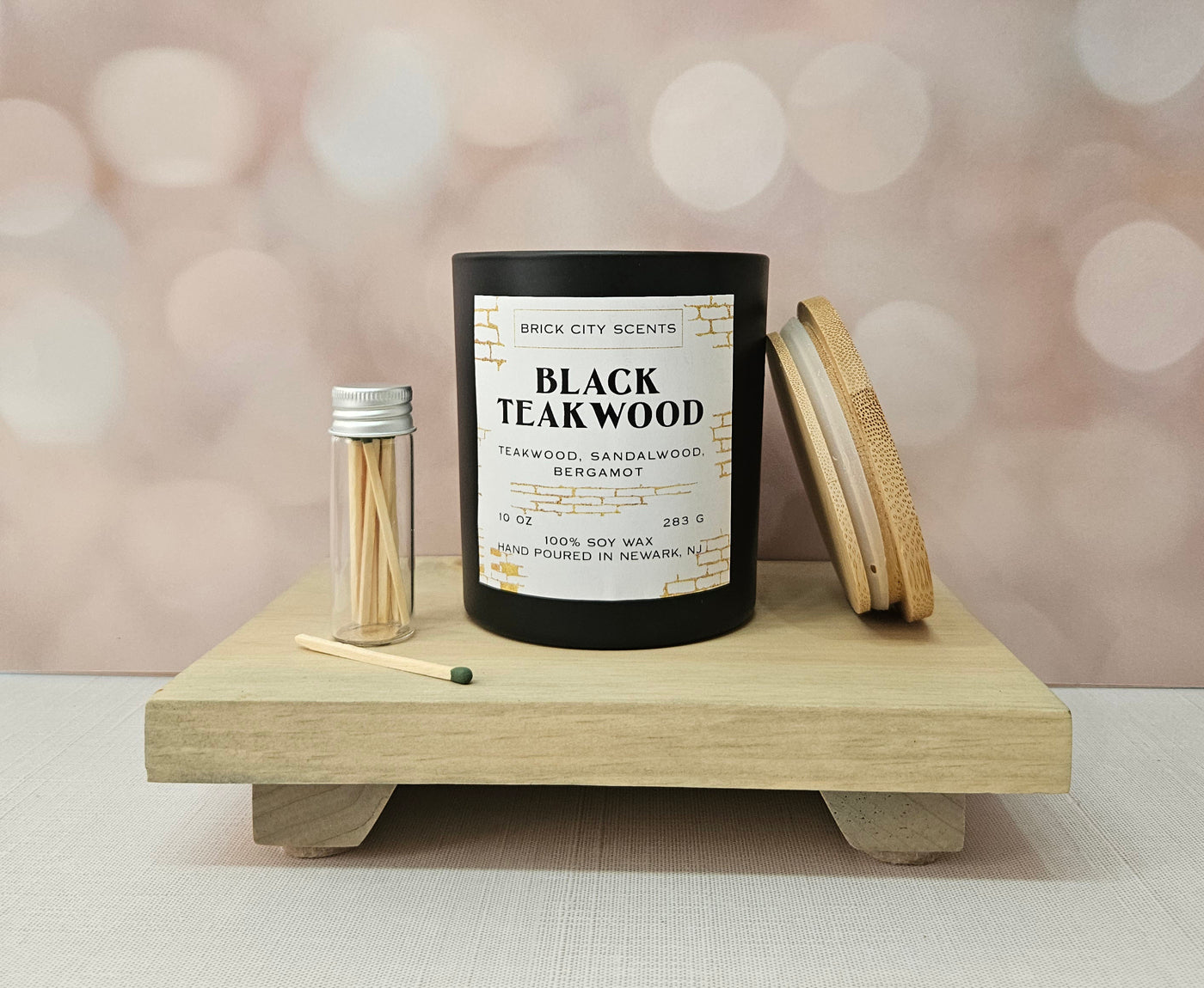 Black Teakwood: 10oz Wooden Wick Candle