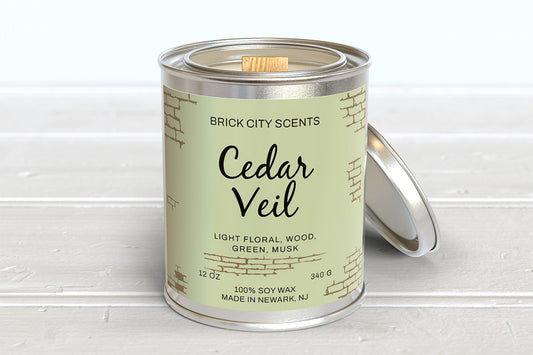 Cedar Veil: 12oz Wooden Wick Candle