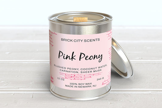 Pink Peony: 12oz Wooden Wick Candle