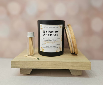 Rainbow Sherbet: 10oz Wooden Wick Candle