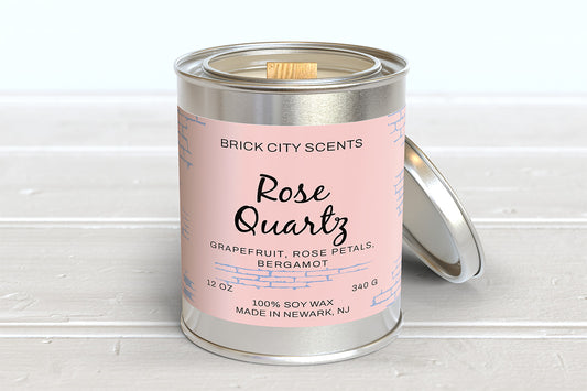 Rose Quartz: 12oz Wooden Wick Candle