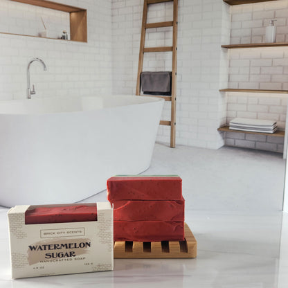 Brick City Scents Watermelon Sugar handcrafted soap bars with recyclable packaging.
